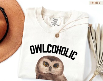 Comfort Colors® Owlcoholic Shirt, Funny Owl Pun Tee, Bird Lover T-shirt, Animal Humor Top