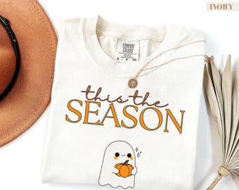 Comfort Colors® This the Season Shirt, Cute Ghost Pumpkin Tee, Fall Aesthetic Halloween T-shirt, Spooky Season Graphic Top