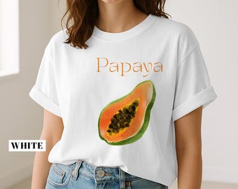 Comfort Colors® Papaya Fruit Shirt, Tropical Graphic Tee, Summer Vacation T-shirt, Aesthetic Retro Papava Top