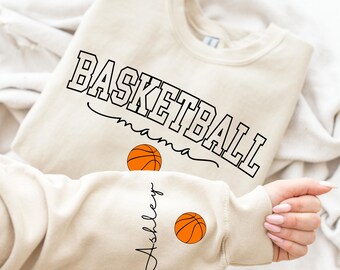 Custom Basketball Mama Sweatshirt: Personalized Name Sleeve, Basketball Mom Shirt and Hoodies