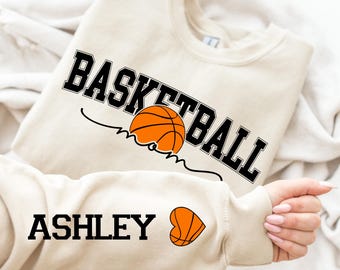 Custom Basketball Mom Sweatshirt: Personalized Name Sleeve, Basketball Mom Customized Hoodie, Game Day Gift
