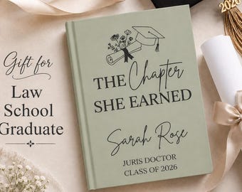 Regalo personalizado para graduado de la facultad de derecho / Clase de 2026 Cuaderno personalizado para nuevo abogado JD Juris Doctor / Regalo para su graduación