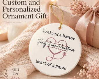 Adorno personalizado para enfermera practicante, regalo de graduación personalizado para enfermera practicante, adorno navideño para enfermera practicante familiar, regalo para ella.
