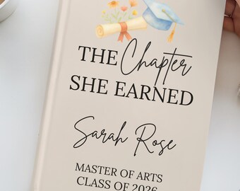 Diario de graduación de maestría en artes Regalo personalizado para título de maestría Cuaderno de graduación de maestría Clase de 2026 Regalo personalizado para la escuela de posgrado