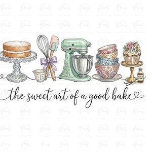 Backbegeisterte Nischen-Linienkunst-Doodle-Design | Die süße Kunst des Backens (PNG) | Back-PNG für Backgeschenke für Mama, Oma und Kekshändler