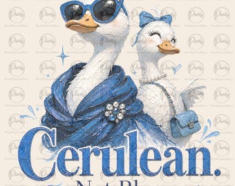 Cerúleo No Azul Ganso PNG / Camiseta de Ganso Fashionista Divertida / Camiseta Estilo Editorial de Alta Costura Meme Animal PNG / Regalo para Estudiantes de Moda