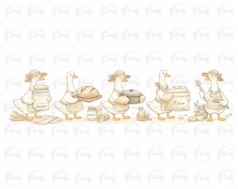 Gansos de masa madre PNG Imágenes prediseñadas de gansos horneando Diseño de panadería estilo cottagecore Regalo divertido para panaderos Descarga digital / Humor de pasatiempos de abuela