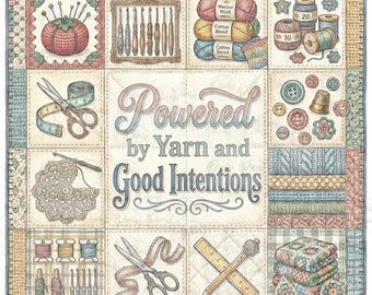 Impulsado por Yarn and Good Intentions PNG Crochet Lover PNG Crochet Gift PNG Grandmacore / Grandma Square Crochet Shirt Design