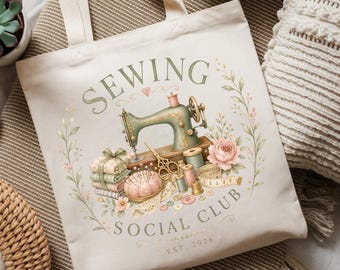 Diseño PNG para club social de costura / Regalo para amantes de la costura / Gráfico para camiseta de quilter/crafter / Diseño de máquina de coser vintage / Descarga PNG de costura DIY