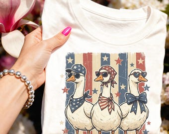 Gansos patrióticos PNG / Diseño americano del 4 de julio / PNG patriótico para camisetas, bolsos / 250 años de América