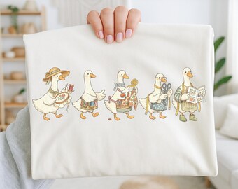 Gansos de costura en fila PNG / Diseño digital de gansos para amantes de la costura / Gansos costureras PNG