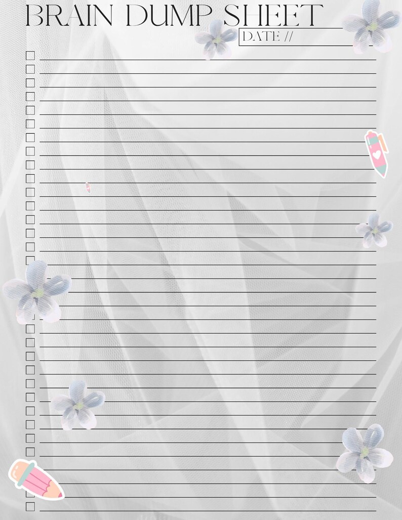 Brain Dump Printable 5 Page Thought Organizer Mind Dump Worksheet ...