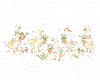 Gansos de jardín PNG Ganso de jardín PNG Ganso divertido PNG Cottagecore Amante de las plantas de jardín / Diseño de camiseta de jardín de primavera / Archivo digital Grandmacore