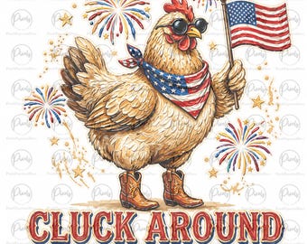 Cluck Around and Find Out PNG Divertido Gallo Westerncore Gallo Clipart Regalo de Gallo de Granja para Mamá Gallina 4 de Julio / Gallo Patriótico