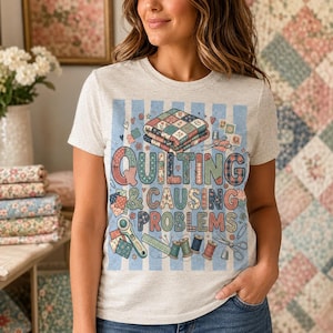 Quiltning och orsaksproblem PNG | Sömnads- och quiltälskare rolig PNG | Present till quiltare för skjortor, tygkasser, muggar | Presenter till mamma och mormor