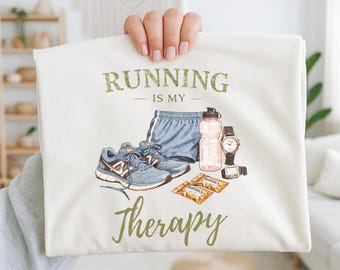 Correr es mi terapia PNG / Divertido diseño de humor para corredores para camisetas, bolsos y tazas para mamás, papás, esposas o esposos corredores