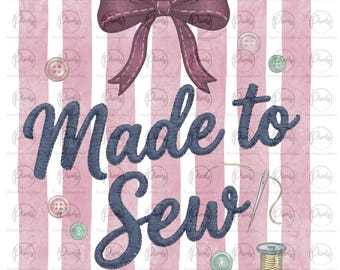 Hecho para coser PNG Vintage Sewing Shirt Design Coquette Bow Seastress Clipart Abuela cosiendo Regalo esencial de abuela