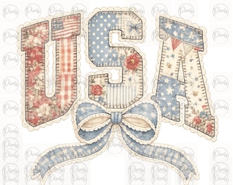 PNG de EE. UU. con efecto acolchado falso / Diseño de patchwork americano / PNG patriótico para camisetas y bolsos