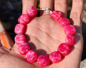 Roze toermalijn armband, roze edelsteen sieraden, geboortesteen oktober cadeau voor haar, sierlijke ombre kristallen armband boho chic, edelsteen armband