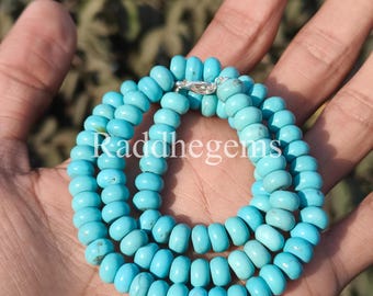 Natural Turquoise Rondelle Beads • 8mm Gemstone Necklace