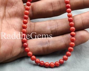 Collar de coral naranja natural con cuentas de 4 mm, collar de cuentas de coral, joyería minimalista y delicada con piedras preciosas, collar para combinar con otros, regalo para ella.