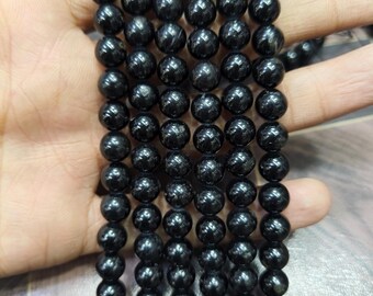 Natural Genuine Black Tourmaline Necklace, 8mm Round Tourmaline Bead Choker, Protection Crystal Necklace for Men Women, Gift for Her