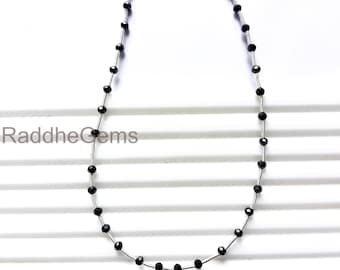 Echte natuurlijke zwarte spinel kralenketting. 3 mm gefacetteerde rondelle spinelkralen. Natuurlijke edelsteen zwarte spinelkralen, minimalistische ketting