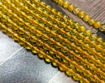 Natural Citrine Gemstone Grade AAA Round  8mm Gemstone Necklace, Wholesale Beads, Jewelry Making Beads, Citrine Beads