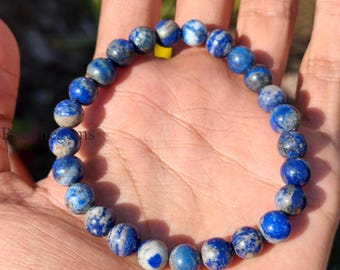Natuurlijke sodaliet armband 8 mm ronde kralen, blauwe kristal stapelarmband, natuurlijke edelsteen sieraden, sodaliet kralenarmband, cadeau voor haar