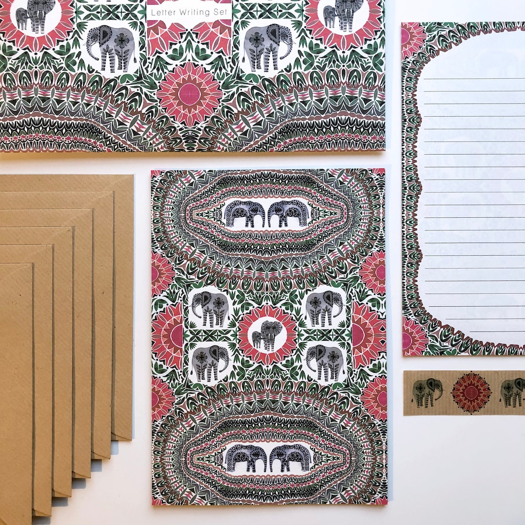 Letter Writing Set - Elephants and Foliage - Etsy
