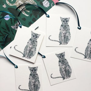 Étiquettes-cadeaux chat (lot de 5)
