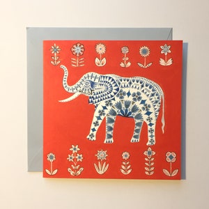 Biglietto d'auguri - Elefante rosso