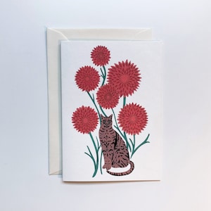 Wenskaart - Kat en Dahlia's