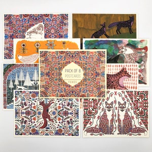 Paquet de 8 cartes postales - Renards