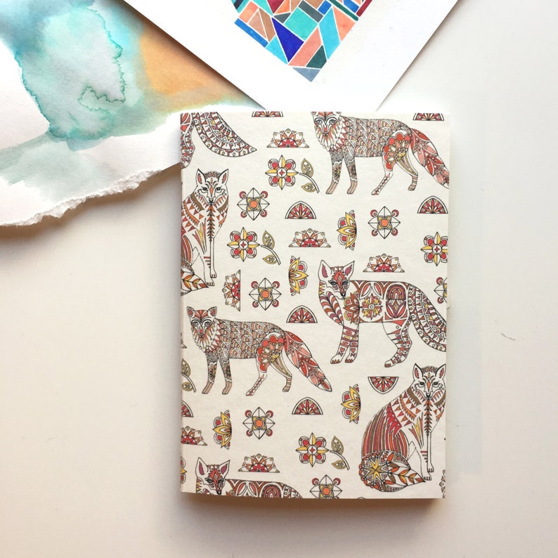 A6 Notebook Fox and Flower Motif image 1