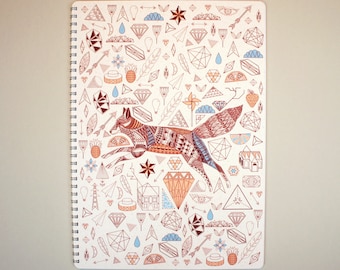 Quaderno a righe formato A4 - Volpe + Diamanti