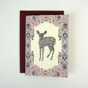 Carte de voeux - Cerf botaniste