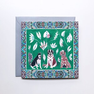 Carte de Voeux - Chiens & Feuilles