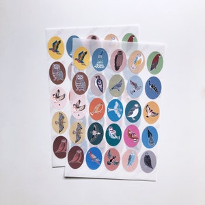 Oval Bird Stickers - 25 x 35mm Portrait