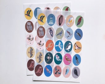 Oval Bird Stickers - 25 x 35mm Portrait
