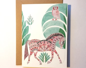 Greeting Card - Horse and Owl