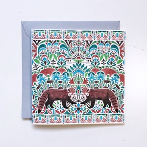 Cartão de felicitações - Azulejo de Pandas Vermelhos