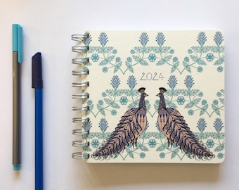 Folk Peacock 2024 Diary - Mid Year / Yearly Format