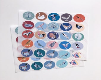 Oval Bird Stickers - 25 x 35mm Landscape