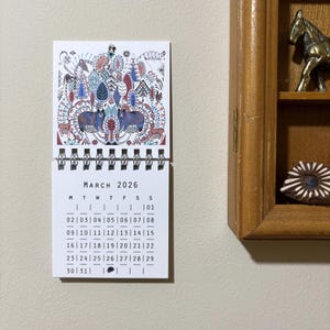 Mini calendario de pared 2026