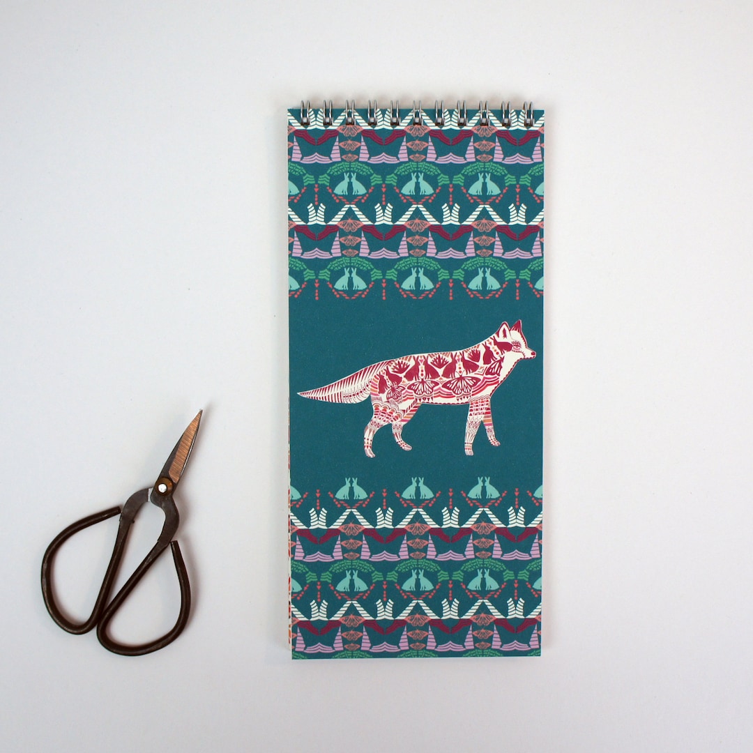 Notelets With Fox Pattern Lined Notepad - Teal Fox - Etsy