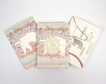 Set of Two Mini Notebooks - Bear Design