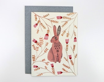 A6 Card - Hare and Tulips