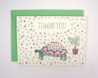 Greeting Card - Tortoise and Plant 'Thank-you'