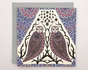 Greeting Card - Starry Owls